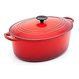 ル・クルーゼ(Le Creuset) 鋳物 ホーロー 鍋ココット・オーバル25 cmチェリーレッド ガス IH オーブン 対応 【日本正規販売品】